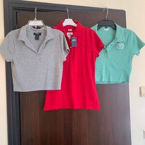 3 Women Polo Tops NWT Hollister Red XS, Green Garage Size M,  Short Sleeves
